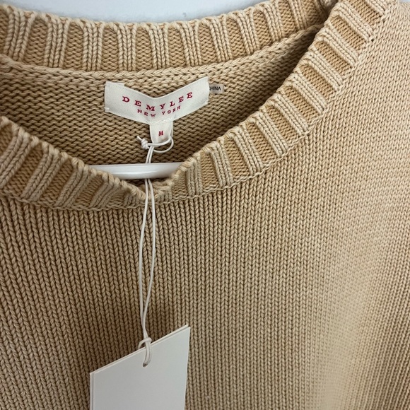 Demylee 100% cotton Ezra bone cream short sleeve sweater top medium - Picture 3 of 5